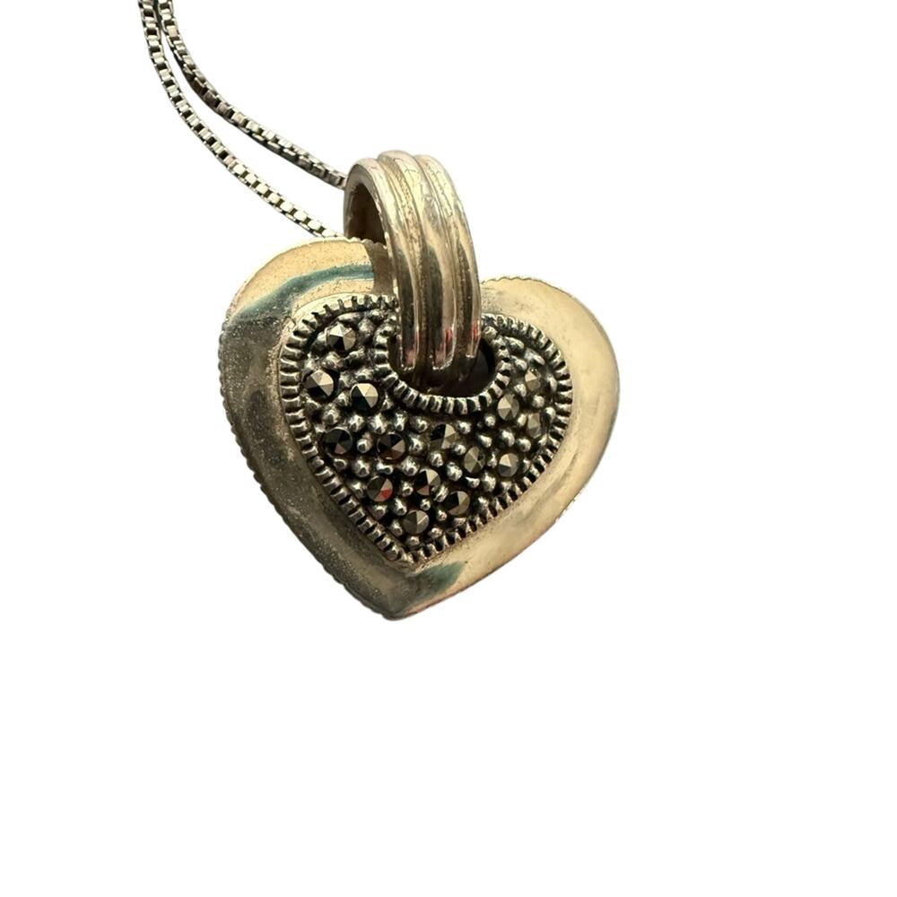Judith Jack 925 Sterling Silver Heart Pendant Chain Necklace